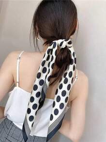 1pc Fashionable Minimalist Color Block Patchwork Printed Faux Silk Multipurpose Scarf For Women, Suitable For Daily, Home, Casual, Outdoor, Commute, Keeping Warm, Party, Holiday Gift, Elegant Fashion Accessory