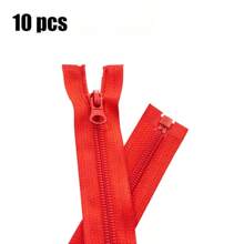 10pcs Assorted Color Nylon Resin Zippers #5, Self-Locking Single Slider Zippers, Various Sizes, Smooth Sliding Sewing Accessories For Pockets, Cushions And Bags