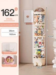 1 个防水透明圆形收纳盒，分层娃娃收纳柱带翻盖，透明易拿，加厚 PET 材质 - 适用于毛绒玩具、娃娃等 - 完美的家居收纳和节日礼物