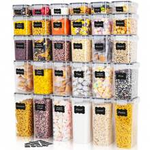 THELIFE 5/10/15/20/30个带盖密封食品储存容器，带盖塑料食品罐，用于厨房和食品储藏室的整理和储存，意大利面粉、糖和谷物干粮罐，厨房用品，家居装饰，圣诞礼物，家居礼品，房间装饰， - 黑與白 - 查看 12