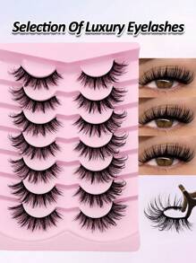 Sibeuna 7 Pairs Wet Look Cartoon Style False Eyelashes, Create Japanese Cosplay Looks, Spiky False Lashes, Anime Style Lashes, Lightweight & Fluffy Faux Mink Doll Lashes, Fairy Makeup - 尖尾漫畫款 - 查看 2