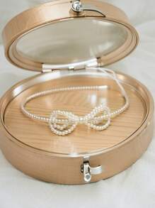 1pc Knotted Faux Pearl Bridal Headband Bow Hair Clip Elegant Tiaras