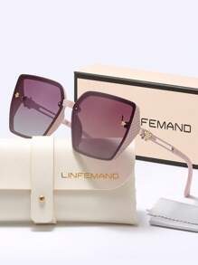 LINFEMAND Classic Square Frame Fashion Couple Fashion Glasses, Unique Hollow Floral Design, Suitable For Beach, Party, Travel, Summer Beach Vacation, Outdoor Activities And More Occasions, Elegant Temple Decoration, Oversized Square Frame - Multicolor - View 12