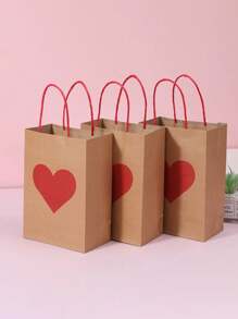 50/40/30/20/1pc Simple Red Heart Kraft Paper Tote Bag, Valentine's Day, Mother's Day, Birthday Party Gift Bags, Handmade Square Tote Gift Bags With Heart,Simple Red Heart Kraft Paper Tote Bag, Valentine's Day, Mother's Day, Birthday Party Gift Bags, Handmade Square Tote Gift Bags With Heart - Multicolor - View 5