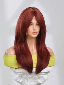 18 Inch Fashion Butterfly Haircut Burgundy Hair Red Wigs Synthetic Middle Part Hair Wigs For Y2K Girls PARTY FLASH - Burgundy - View 4