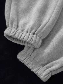 2 Piezas Pantalones Deportivos Con Estampado De Letra De Dibujos Animados De Cintura Con CordóN - Gris - Ver 7