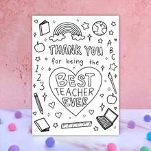1pc Color Me Thank You Card For Best Teacher Ever With Envelope, 6.29" X 4.33", Creative Teacher Appreciation Greeting Card Versatile Greeting For Birthdays, Anniversaries, Congratulations - Appreciation Card For Teachers From Students - Multicolor - View 10