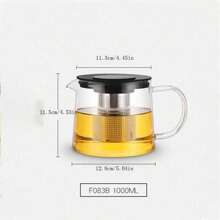 1PC Glass Teapot, Heat Resistant Glass Teapot Suitable For Loose Tea Leaves & Coffee, High Quality Infuser Teapot With Large Capacity Of 600ml, 1000ml Or 1500ml, Transparent Glass Cup, For Outdoor, Camping