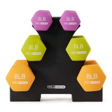Dumbbell Weight Set W/ 3, 5 And 8 Pound Weights Storage Rack(Open Box) - 1 - View 6