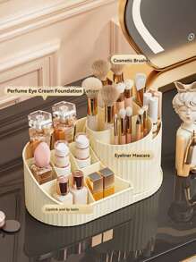 360° Rotating Dustproof Makeup Organizer: Multi-Functional Cosmetic Storage Carousel For Lipstick, Eyeshadow Brushes & Makeup Tools | Vanity Table Desktop Rotating Holder, Large Capacity Beauty Storage Box With Anti-Dust Design,For Holiday Beach, Bathroom Collection, Bedroom Collection, Large Capacity
