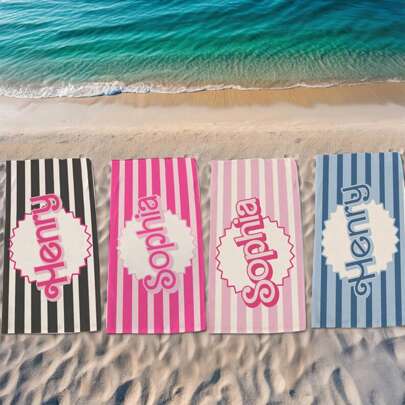 Customized Beach Towel, Birthday Pool Party Gift, Birthday Gift For Daughter, Personalized Birthday Vacation Gift, Single Party Gift, Multifunctional, Adjustable, Reusable, Decorative