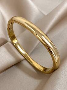 1 件优雅方形手链女士不锈钢粗手链金色手镯适合日常派对生日圣诞节珠宝礼物