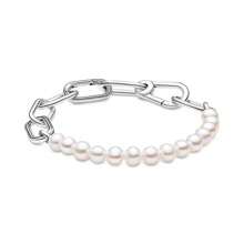 New Design Cultured Freshwater Pearl Snake Bone Bracelet, Fit For DIY Sterling Silver 925 Bracelet, Women's Birthday Wedding Fashion Elegant Jewelry - Silver - View 1