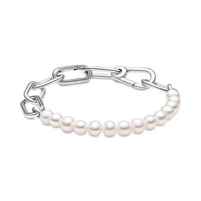 Neu Design kultivierte Süßwasserperlen Schlangenknochenmuster Armband, geeignet für DIY Sterlingsilber 925 Armband, Damenschmuck für Geburtstag, Hochzeit, Mode, elegant