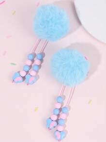 2pcs Toddler Hairball Hair Clips With Tassel,Soft And Cute Hairpins Hair Bows,Exquisite Hair Accessories For Daily Decoration(No Card)
