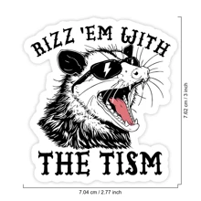 1PC Funny Possum Sticker – Rizz Em With The Tism Hilarious Meme Vinyl Decal For Laptops, Water Bottles & More | Awareness Neurodivergent Humor Gift | Opossum Aesthetic Sticker For Gen Z, Millennials & Shitposting Fans - Multicolor - View 2