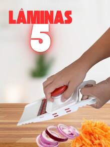 Multi Cortador Fatiador Ralador 5 em 1 com Apoiador Trava Alta Performance