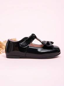 Nieuwe lentemeisjes ronde neus Mary Jane flats, prinsessenjurk schoenen geschikt voor bruiloft, optreden, feest en dagelijks gebruik, zwarte strik veelzijdige kleine meisjesschoenen, outdoor antislip casual