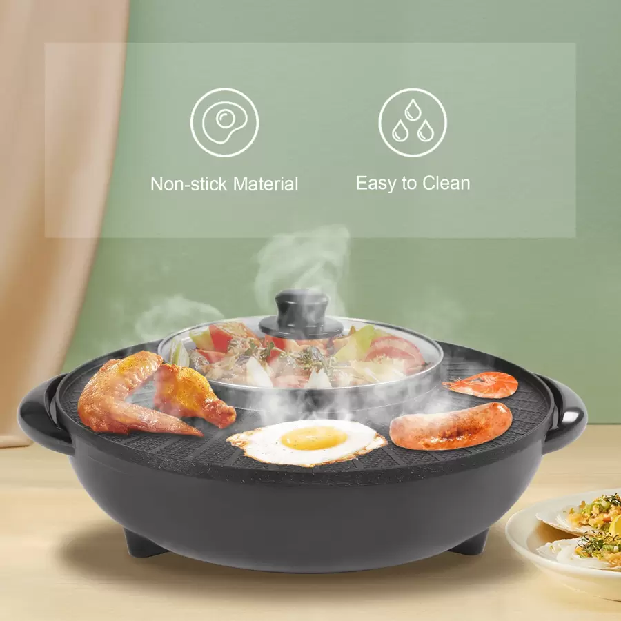 WANLECY Circular Edition Hotpot Grill Combo Indoor BBQ Parties Electric Hot Pot - US B Type Plug(110-127V) - View 1