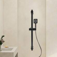 SENDERPICK Barra de ducha para duchas de mano, regulable en altura, soporte de cabezal de ducha de pared, acero inoxidable 66 cm para baño para un uste flexible (negro)