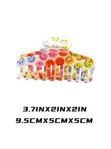1pc Acrylic Smiling Face Cute Hair Claw Clip, Versatile For Commute, Spring/Summer/Autumn/Winter, Large Size 9.5cm,Hair Accessories,Claw Clips,Hair Jaw Clip,Hair Clutch