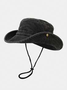 1PC Solid Color Wide-Brimmed Bucket Hat Casual Sports Sun Hat Adjustable Bucket Hat Outdoor Sports Gift - Khaki - View 9