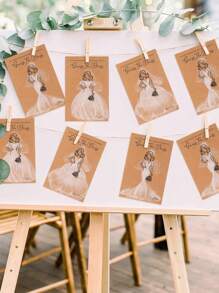 20pcs/Set The Dress" Bridal Shower Game Set - 10 Cards & White Pencils Included, Perfect For Wedding Party Decorations & Fun Guest Interaction - Multicolor - View 3