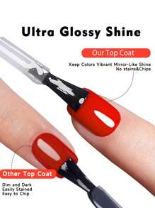 1 Bottle 18ml No-Wipe Glossy Top Coat Gel, Long-Lasting Shine, Removable With LED Nail Lamp, Gift For Women