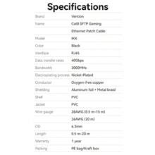 VENTION Cat.8 SFTP Ethernet Patchkabel 40Gbps RJ45 Anschluss Netzwerkkabel, 40Gbps Gaming Ethernet Kabel, PVC, schwarzes Kabel für Desktopcomputer, Laptops, Netzwerk Set-Top-Boxen, Router