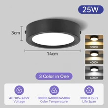 Luz empotrada para techo, Foco LED para decoración del hogar, Foco moderno para sala de estar, dormitorio, pasillo, baño, gabinete de cocina, tienda, hotel. Disponible en negro/blanco/dorado, en blanco cálido/neutro/frío, en 5W/10W/15W/25W. - Downlight de montaje en superficie - Ver 28