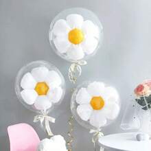 10 件/套 24 英寸透明 Pom Pom 雏菊装饰套装，适用于生日派对、婚礼、夏日派对、周年纪念、毕业庆典 - 彩色 - 查看 4