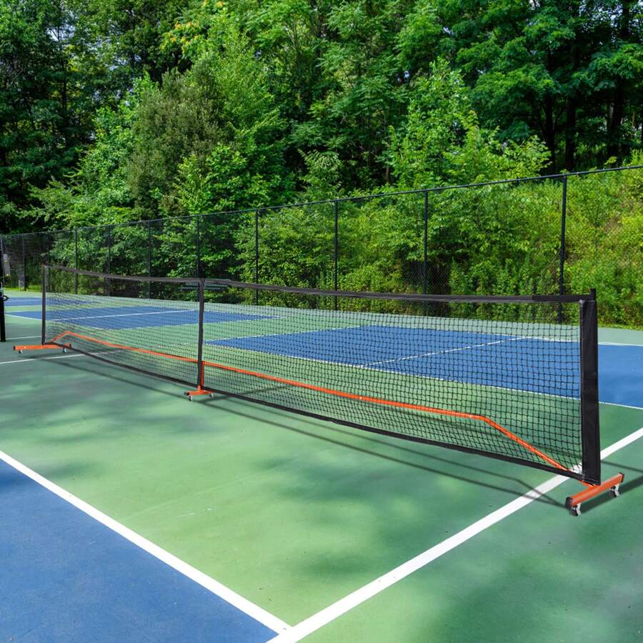 Portable Pickleball Net System, Pickleball Net Set, 22FT Regulation Size Net, With Balls, Paddles, Wheels, Court Lines, Weather Resistant Steady Metal Frame & Strong PE Net, Outdoor Game Sports Net With Carrying Bag, Easy Setup, Play In Backyard Driveway - Pickleball Net Set With Wheels and Paddles - View 1