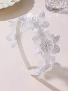 1pc/3pcs Girls Floral Faux Pearl Headband, Suitable For Daily Wear - Multicolor - View 4