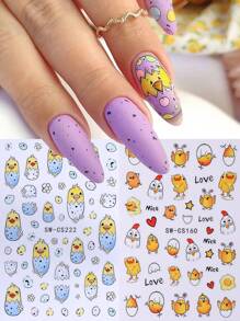 2 PCS Easter Theme 3D Nail Art Stickers Lovely Chicks Egg Glass Cup Nail Decals 3D Self Adhesive Stickers Manicure Nail Decoration For Women Girl In Spring
