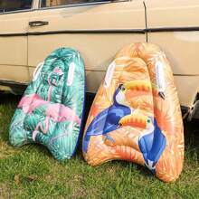 1pc Inflatable Flamingo Floating Board, PVC Cartoon Swimming Floatation Device For Surfing - Multicolor - View 3