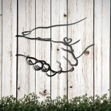 1 Pc Unique Hand-In-Hand Metal Wall Art - Minimalist Design For Dog Lovers - Decorative Art For Living Room, Hand-In-Hand Dog Lover Art