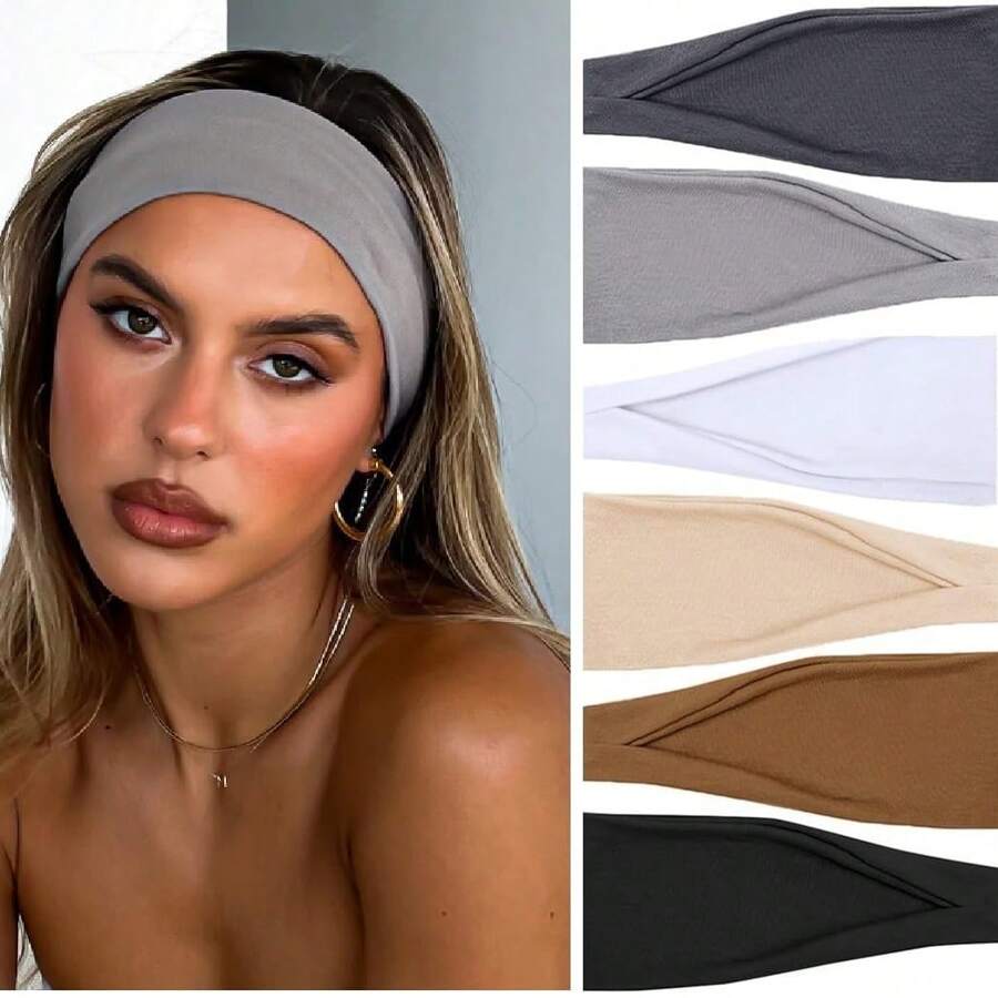 女士防滑头带 - 时尚运动发带，适合女士头发 - 柔软布料弹性头带，适合女士沐浴、瑜伽、户外运动跑步、家居浴室装饰、秋季装饰、返校 - 彩色 - 查看 1