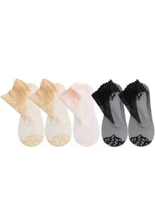 Socks For Women Spring And Autumn Thin Silk Stockings Sole Summer Breathable Mesh Mid Tube Short Socks Lace Lace Lace Socks - Multicolor - View 13