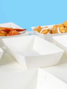 10/24 szt. Białe pudełka na żywność, pudełka na frytki, pudełka na popcorn, dekoracje imprezowe i pudełka na przekąski na wieczór filmowy, odpowiednie do pudełka na lunch, pieczywa piekarniczego, restauracji z burgerami - Biały - Zobacz 5