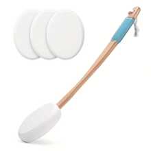 EVA Wood Handle Bath Lotion Applicator For Back Self-Application Of Cream Sunscreen Self Tanner - Black and White - View 4
