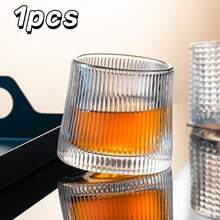 1/6pcs Creative Rotating Glass Tea Cup, Home Use Hammered Texture Anti-Stress Rocking Wine Glass, Crystal Whisky Glass - Multicolor - View 15