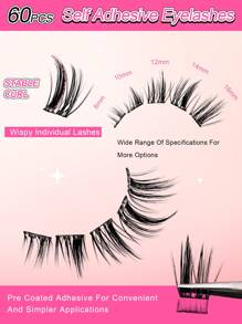 Bộ 60 sợi mi giả tự dính hình chữ C, dài 8-16mm, bộ dụng cụ nối mi DIY kèm nhíp và dụng cụ uốn mi, không cần keo, mi chùm, mi đơn, mi giả. - màu đen - Xem 5