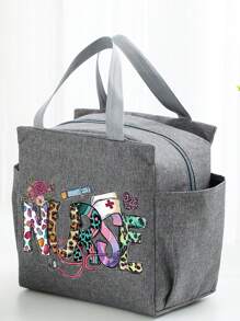 Large Capacity Insulated Lunch Bag, Animal Print - Polyester Material, Foldable Design, Suitable For Outdoor Picnics And School, Ideal Gift For Nurses, Nurse Appreciation, Nurse Graduation Bag For School School Accessories School Stuff - Multicolor - View 5