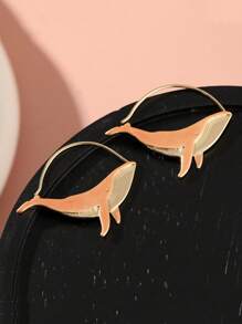 A Pair Of Cute Retro Whale Earrings, Copper Animal Earrings, Creative Jewelry Gifts For Women's Holiday Parties - Two-color - View 4