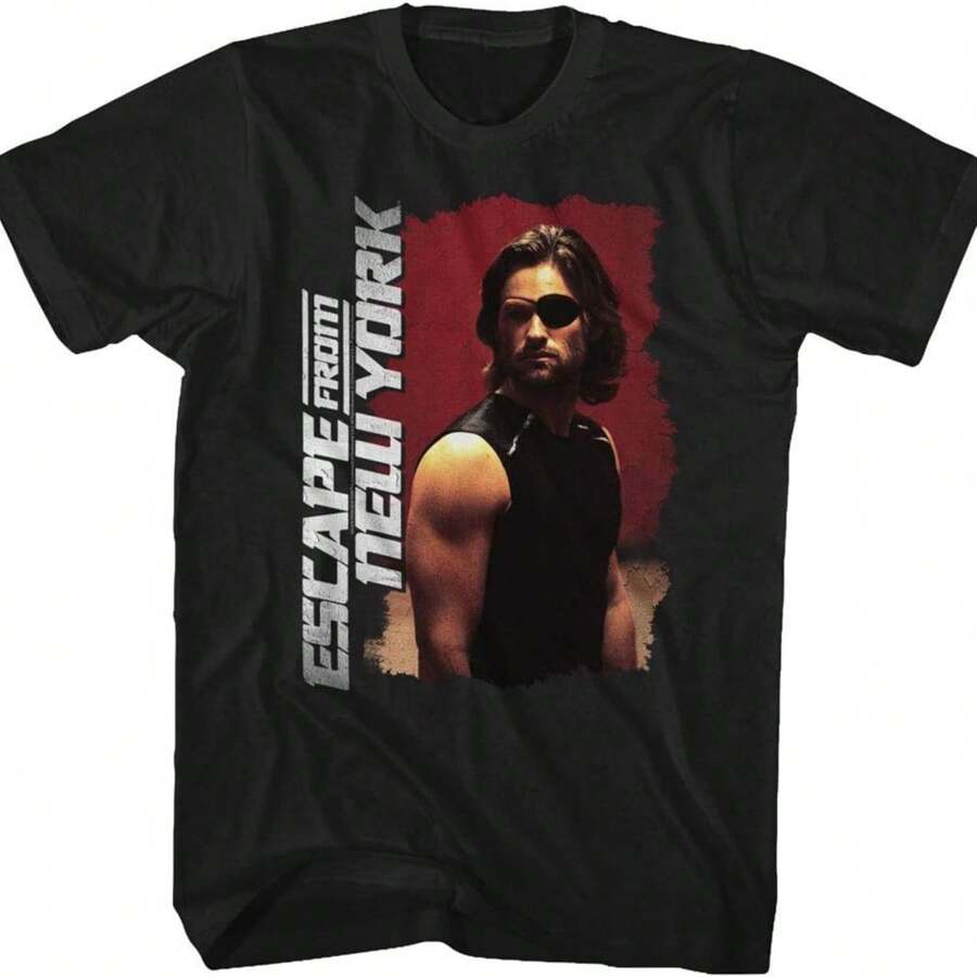 Escape From New York Doomsday Thriller Kurt Russel Pose Black Adult T-Shirt Tee