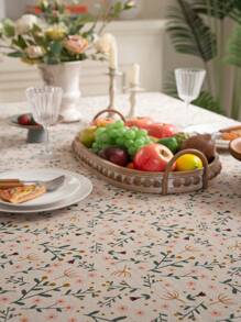 Bubaba 1 块碎花图案长方形桌布，波西米亚乡村风格流苏亚麻布，适合酒店、餐厅、卧室、客厅、派对、四季家居装饰 - 彩色 - 查看 11