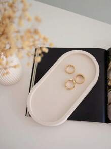 1 pieza Molde de silicona en forma de bandeja elíptica para hacer manualidades con resina, decoración del hogar, plataforma de exhibición de joyas, molde artesanal para yeso