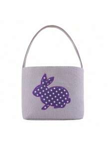 1pc Cute And Fresh Easter Bunny Basket Easter Egg Hunts,Easter Gift Goodie Bags,Easter Party Give Gifts Favor Supplies,Birthday Gift Valentine's Day Gift - Multicolor - View 7