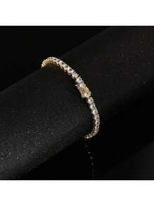 MDFUN Pulseira de tênis Brincos Conjuntos de joias 18K banhado a ouro 3mm zircônia cúbica redonda Pulseira de tênis e 8mm Aço inoxidável Pequeno Conjunto de brincos de argola para mulheres Homens