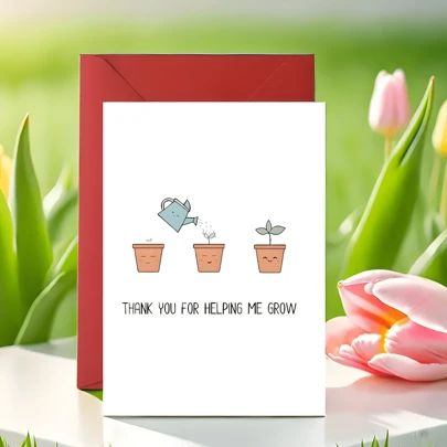 1Pc Thank You For Helping Me Grow, Fun Cards, Creative Cards, Greeting Cards, Graduation Cards, Mother's Birthday Gifts, Teacher's Day Gifts, Thank You Teachers, Thank You Cards, Small Business Supplies, Thank You Cards, Cards, Whimsical Items, Gift Cards